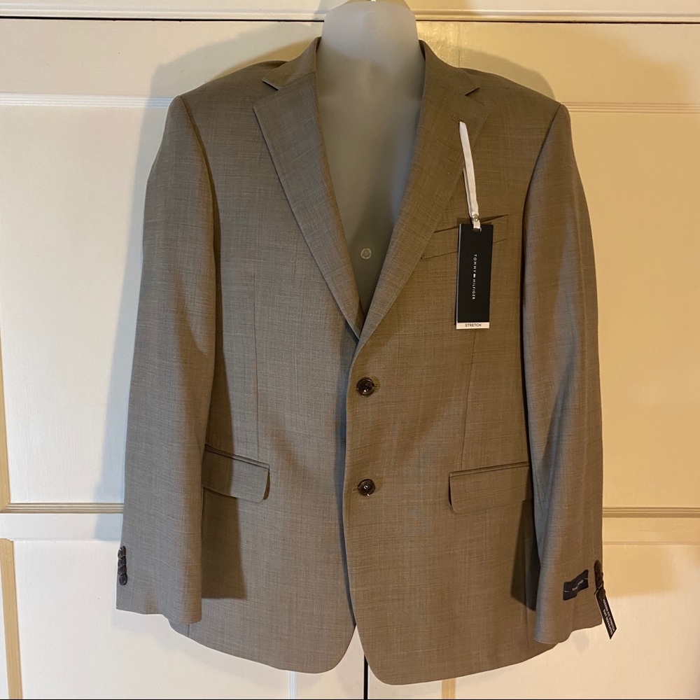 Tommy Hilfiger Tan Sharkskin Two Button Jacket 40R